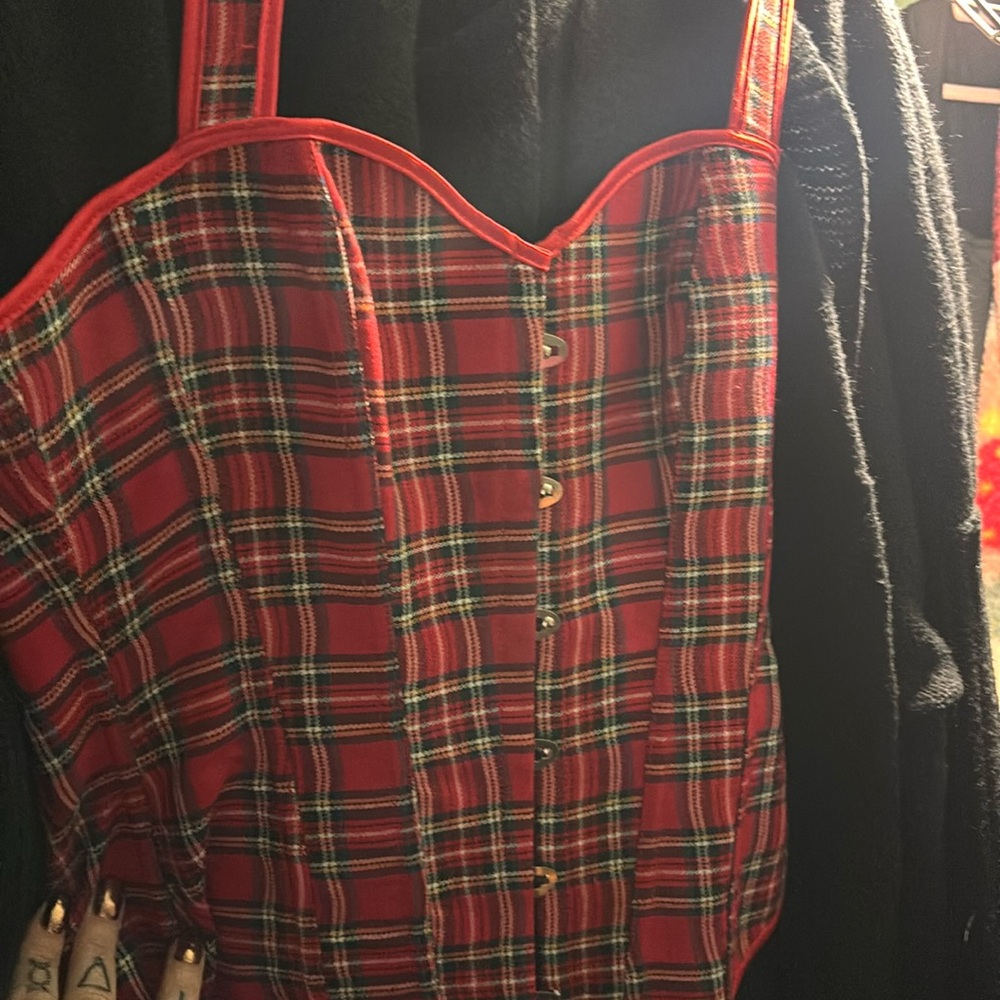 Sexy red plaid corset
